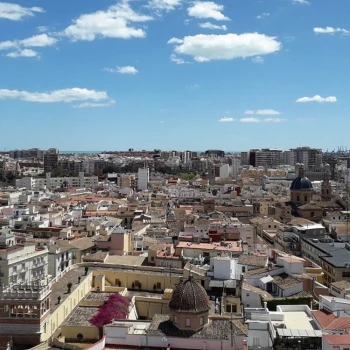 Valencia von oben (ganz hinten sieht man das Meer).