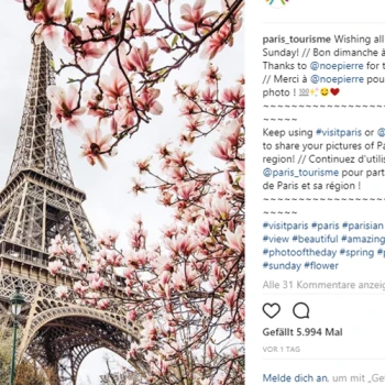 3. Frühling in Paris – toller Winkel auf den Eiffelturm.