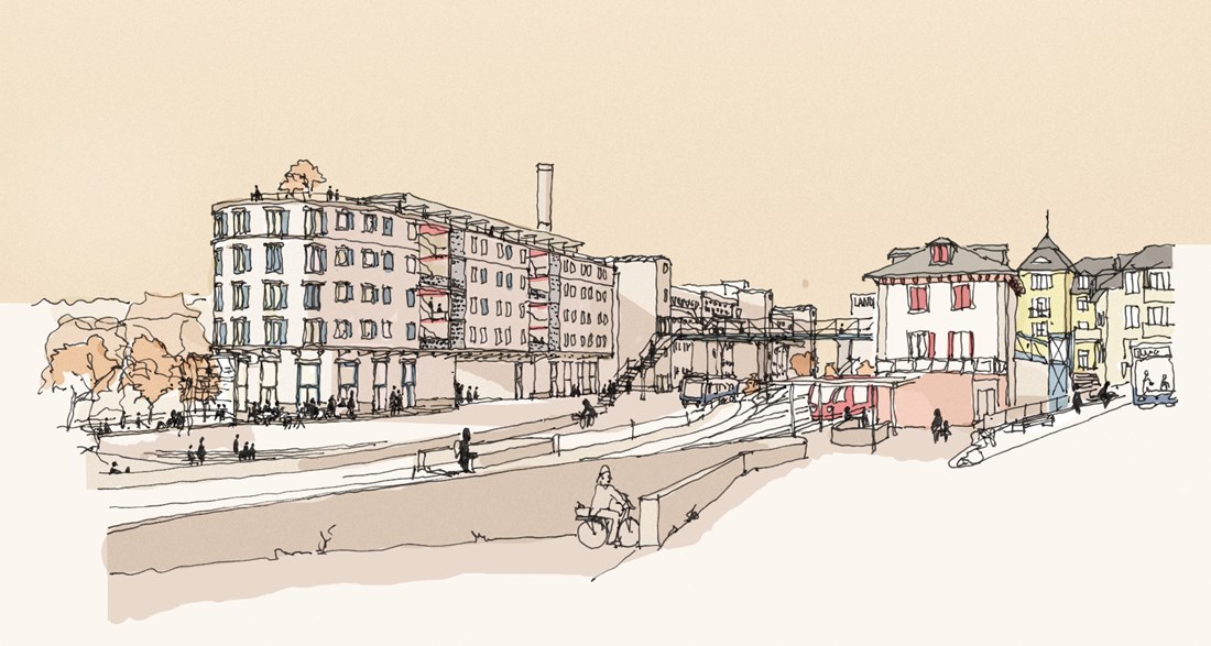 Prima Idea Skizze – Standort Bahnhofausfahrt, Blick Richtung Westen