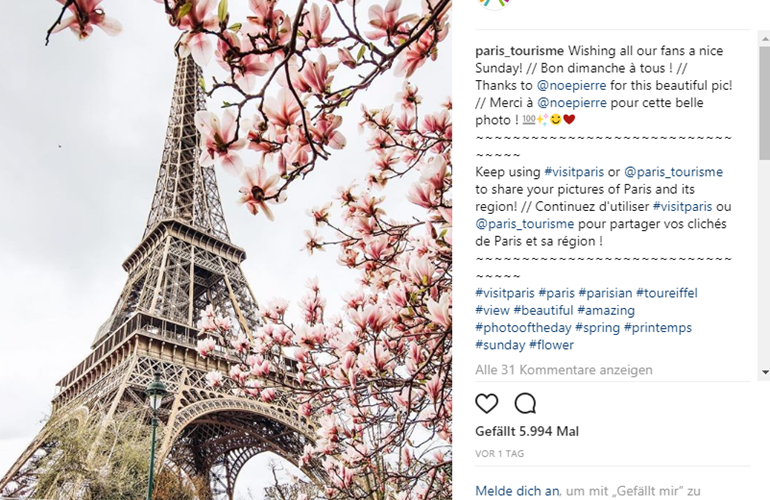 3. Frühling in Paris – toller Winkel auf den Eiffelturm.