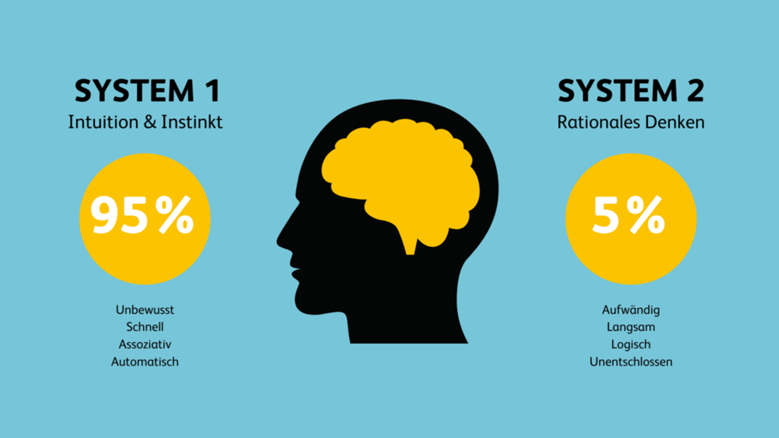 Eigene Darstellung von System 1 und 2 nach D. Kahneman – des HSLU Business Psychology Publikationsteams