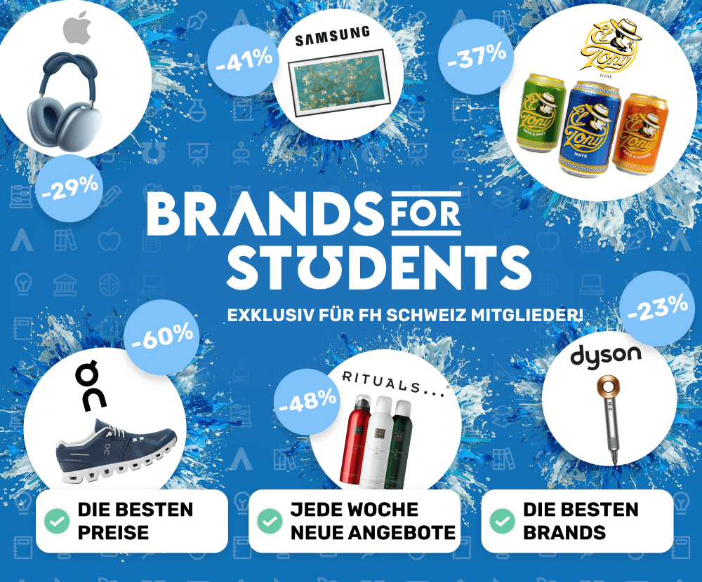 Noch bis 5. Januar 2025 erhältst du einen zusätzlichen Rabatt von CHF 10.- bei Brands for Students