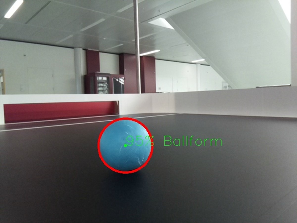 Die eingebaute Kamera erkennt den Ball aufgrund seiner Form, Grösse und Farbe.