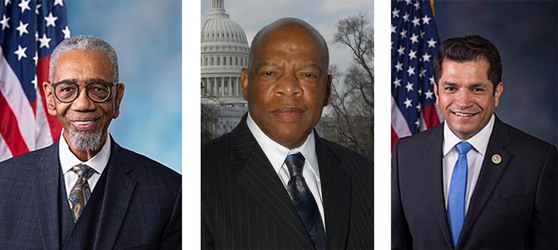 Drei Beispieleaus einer langen Liste von Fehlidentifikationen durch eine Gesichtserkennungs-Software: Diese drei US-amerikanischen Abgeordneten wurden fälschlicherweise mit Fahndungsbildern von Kriminellen abgeglichen (Bildquelle: Wikipedia).