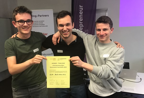 Dreierteam aus Aargau qualifiziert sich für die EntrepreneurSkills Dreierteam aus Aargau qualifiziert sich für die EntrepreneurSkills