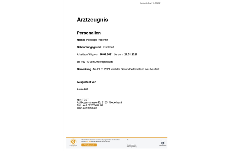 Bachelorarbeit "Digitales Arztzeugnis"